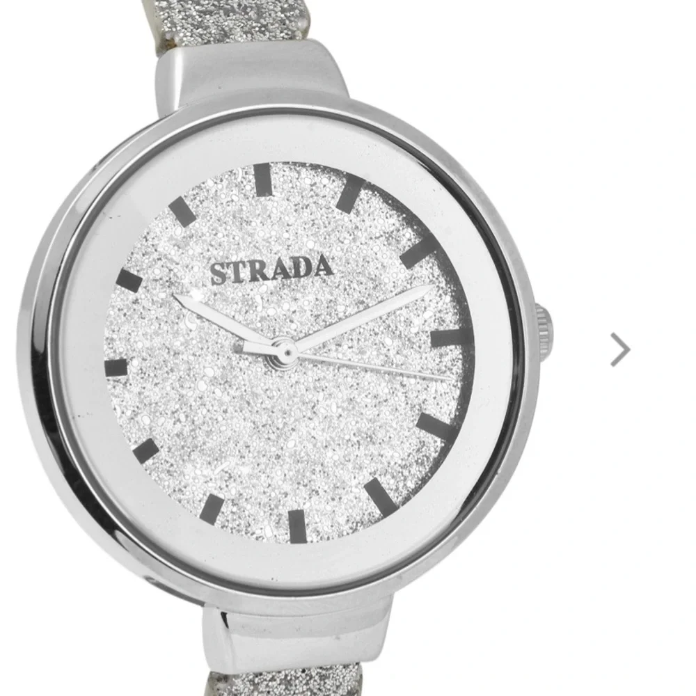 Silver Stardust Watch with Faux Leather Strap